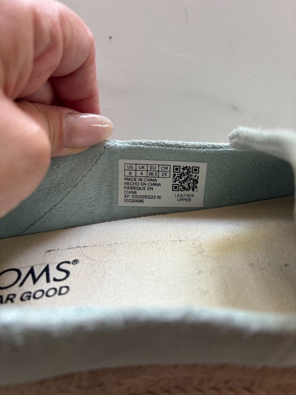 TOMS Suede Espadrille Platform Loafer Size 6 EU 36.5 Mint Sage Leather Upper - Picture 3 of 8